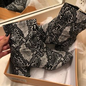 Black & white snake skin public desire booties